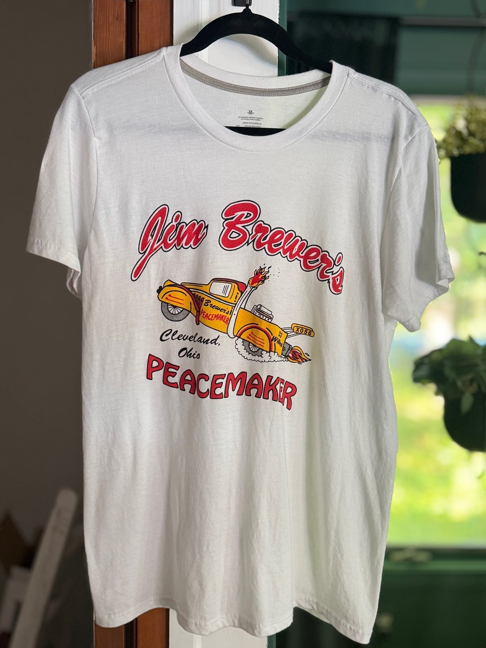Vintage-style Drag Racing Peacemaker Graphic Tee - White